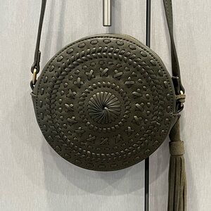 Chic Olive Embossed Crossbody Bag